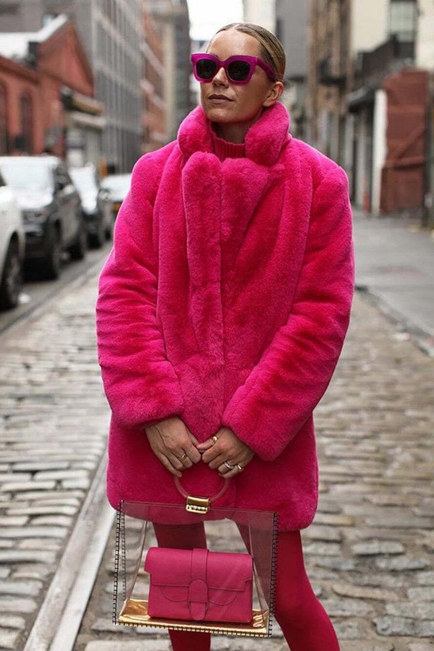 Donna Salyers Fabulous Furs Hot Pink Faux Fur Le Mink Coat XS